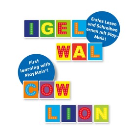 PlayMais FUN TO LEARN ABC Bastel-Set für Kinder ab 3 Jahren I Motorik-Spielzeug mit 550 Stück & 14 Motiv-Vorlagen zum Basteln I Fördert Kreativität & Feinmotorik I Natürliches Spielzeug