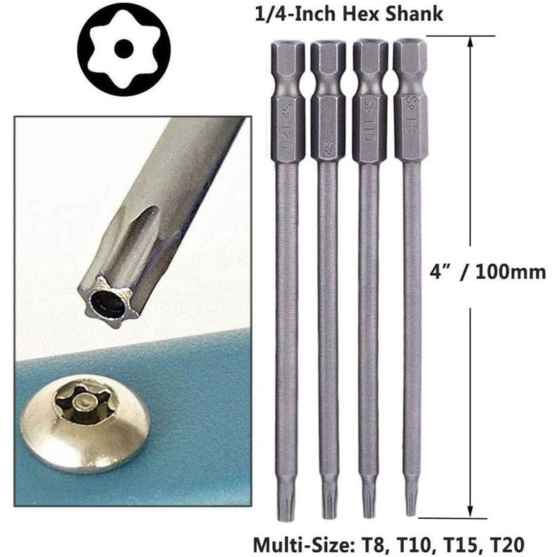 Bestgle 16 Pcs Long Magnetic Screwdriver Bits, 1/4 Inch Hex
