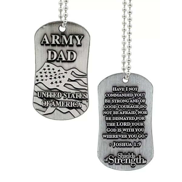 Shields of Strength Army Dad Antique Finish Dog Tag Necklace-Joshu