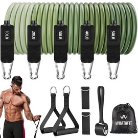 WHATAFIT Bandas de Resistencia, Bandas de Ejercicio, Bandas de Resistencia para Entrenamiento, Bandas de Entrenamiento con Asas para Hombres y Mujeres, Entrenamiento de Fuerza