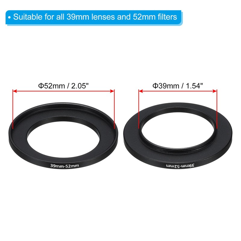 PATIKIL 39mm-52mm Metal Step Up Ring with Cleaning Cloth, 2