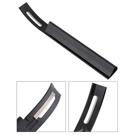 Stainless Steel Leather Exfoliating Tool, Curved Shape Leather Craft Skiving Safety Beveler with 3 Replacement Blades, Black