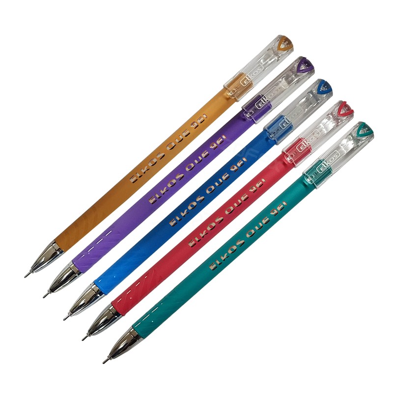 ELKOS BLUE Gel Pens, 0.7mm Fine Point, Pack of 5,