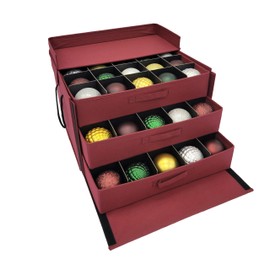 612 Vermont Christmas Ornament Storage Box with 3 Trays, Adjustable Acid-Free Dividers, Holds 60-4 Inch Ornaments