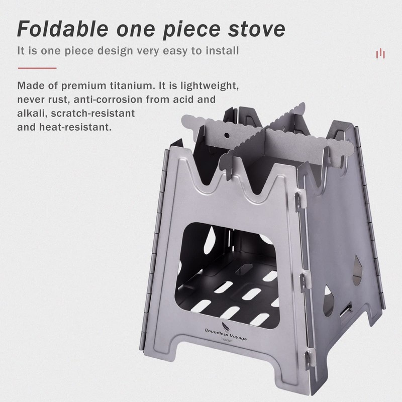 Boundless Voyage Outdoor Titanium Folding Wood Stove Camping Multi-Fuels Alcohol