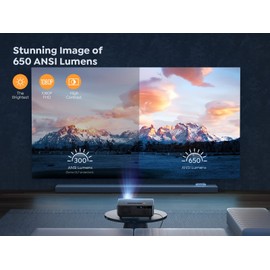 YABER ACE K1 Projector 650 ANSI Ultra Bright, Home Theater Movie Projector with WiFi 6 and Bluetooth, Native 1080P& 4K Supported &Auto Screen&Full-Sealed Engine, Wireless Casting/HDMI/USB/TV Stick/PPT