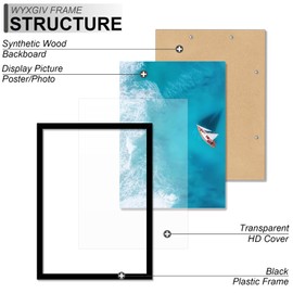 Wyxgiv 9x11 Picture Frame Set of 2, Lightweight yet Durable Black Frame with High-clarity Plastic Display 9 x 11 Inch Photo Horizontally/Vertically (2 Packs|Black|9"x11")