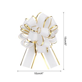 QUARKZMAN Pack of 5 Gift Bows 10 cm Gift Ribbons Mat Pull Bow Large Decorative Bow for Gift Wrapping Wedding Bags Christmas Baskets Car Decoration, White