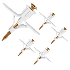 Etauwe Self Drilling Plastic Anchors Drywall Anchor Kit, 50 PCS self-Tapping Screws + 50 PCS Plastic Anchors, Hollow Wall Butterfly Expansion Tube Pipe with Screws, White