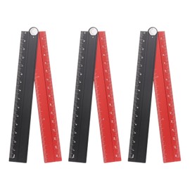 sourcing map 3pcs Folding Straight Ruler 30cm Metric Aluminum Alloy Protractor Foldable Angle Ruler Geometric Measuring Tool with Angle Line for Architects Artists Office, Black Red