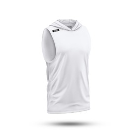 Nxtrnd Team Men's Lightweight Sleeveless Hoodie, Relaxed Fit, Polyester Blend (White, Small)