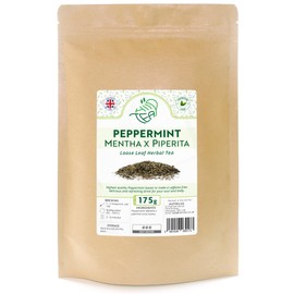 Peppermint Herbal Loose Leaf Tea - Pure Mint Leaves for Refreshing Tea (175g, Peppermint)