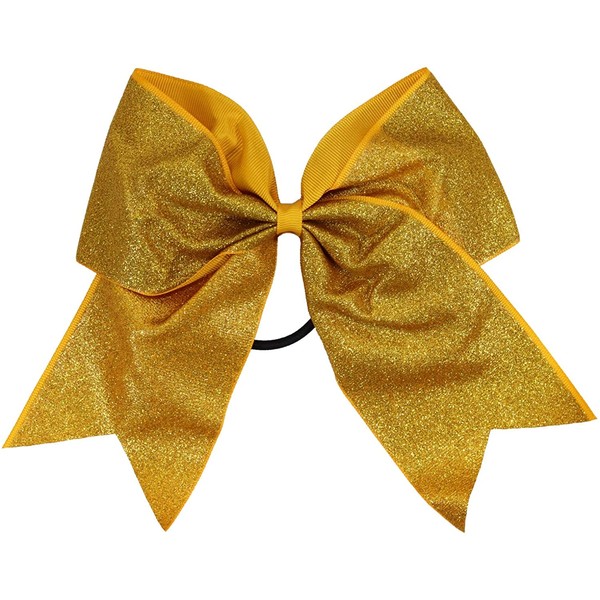 Kenz Laurenz Glitter Cheer Bows - Cheerleading Softball Gifts for Girls and Women Team Bow with Ponytail Holder Complete Your Cheerleader Outfit Uniform Strong Hair Ties Bands Elastics (1)