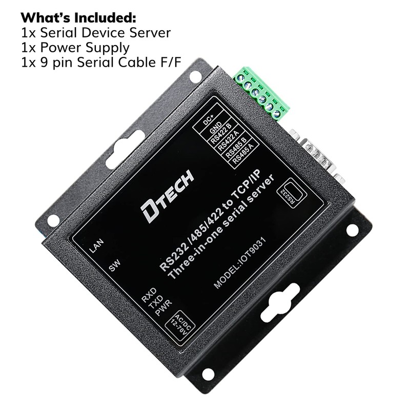 DTECH Serial to Ethernet Converter Adapter RS232 RS422 RS485 to