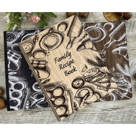 Wooden Blank Recipe Book - Family Cookbook, Wooden Cover with 80 Sheets for Handwritten Recipes - Notebook, Kitchen Journal and Recipe Keeper, Wooden Gift (WHITE OAK)