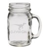 Clever Girl Raptor Dinosaur 12 oz Hand Etched Glass Mason