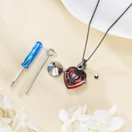 DAYLINLOVE Black Rose Urn Necklace for Ashes 925 Sterling Silver Gothic Heart Rose Cremation Memorial Keepsake Jewellery Gifts for Women