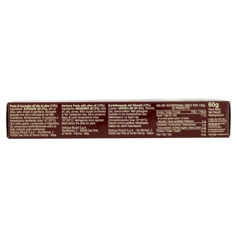 Delicius Tubetto di Pasta Acciughe o/oliva 60g Cantabrico, certificato MSC,