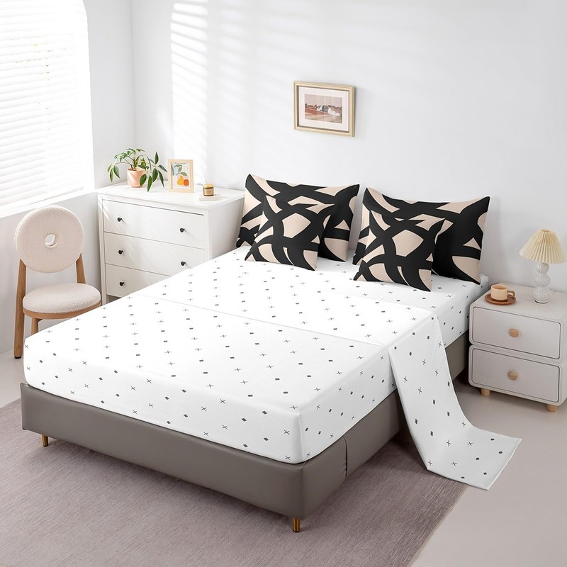 Feelyou Adults Black and Dark Tan Comforter Set Queen 7