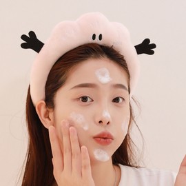 Cloud Face Washing Headband for Shower and Bath Cute Yellow 2ea