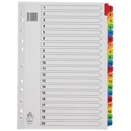 Rexel Mylar A4 1-20 Index White Colour Tab