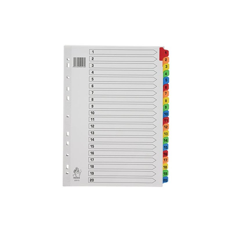 Rexel Mylar A4 1-20 Index White Colour Tab