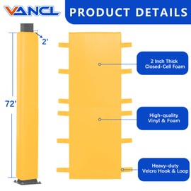 VANCL Universal 5 Inch Square Poles Pad Basketball Pole Pad 6-Feet Heavy-Duty Pole Padding Outdoor UV-Resistant Waterproof Basketball Hoop Padding for Protection and Player Safety Yellow…