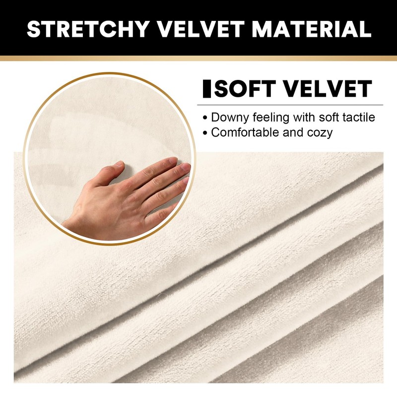PrinceDeco Couch Cover Velvet Plush Sofa Covers for 2 Cushion