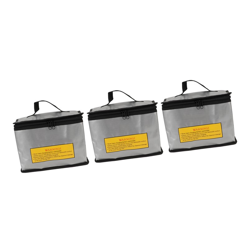 3Pcs Lipo Battery Safe Bag Fireproof Explosionproof Large Capacity Storage