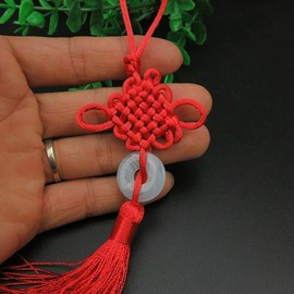2Pcs Red Chinese Knot Lucky Jade Charm Fortune Tassels Hanging Pendant for Luck, Wealth, Health, Success - New Year's Gifts, Spring Festival Car Home Decor for Friends, Family, Lover