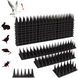 Ephoou 20 Pack Upgraded Irregular Anti Bird Spikes for Outside, 19.68 Ft Bird Squirrel Raccoon Pigeon Cats Animal Spikes for Fences & Roofs 2 Lengths Spikes to Keep Birds Away, Black