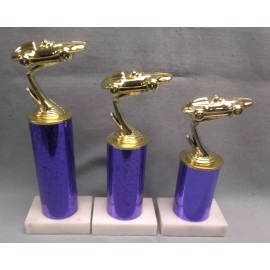 cub scout pinewood round derby set of 3 blue columns award marble base