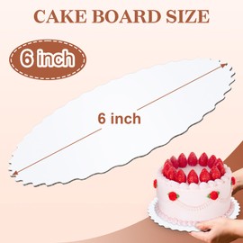 Cake Boards 6 inch Round, White Scalloped Edges Food Graded Greaseproof Cake Rounds 6 inch,6in Cakes Boards Cardboard Circles for Wedding Birthday Parties Pizza, 50-Pack
