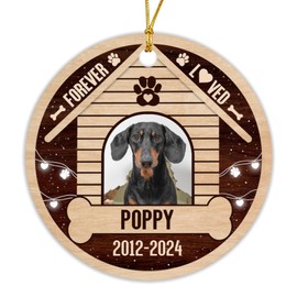 Forever Loved Photo Memorial Pet Ornament, Personalized Pet Dog Cat Loss Ornament Gifts for Pet Owners, Custom Picture Pet Christmas Ornament, Pet Cat Dog Mom Dad Gifts for Christmas Tree Hanging