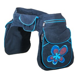 Kunst und Magie Double Bum Bag Sidebag Belt Bag Festival Bag, black/blue