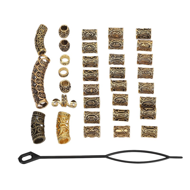 Viking Hair Beads, 110pcs Adjustable Stretchable Alloy No Fading Viking