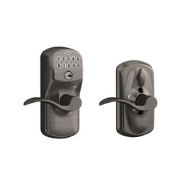 Schlage FE595 PLY 620 Acc Plymouth Keypad Entry with Flex-Lock and Accent Lever, Antique Pewter