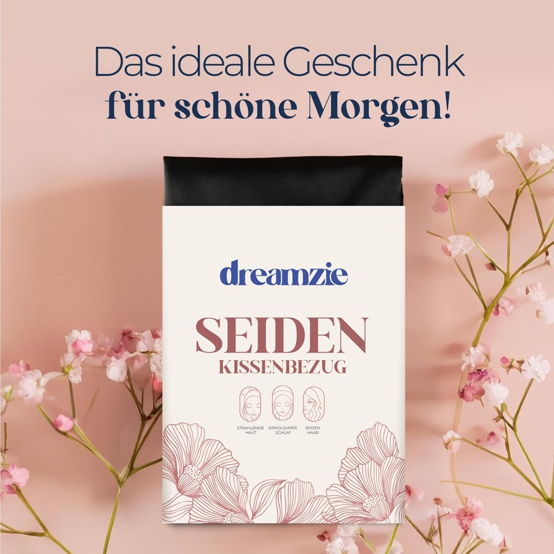 DREAMZIE Silk Pillowcase 40 x 80 cm for Hair and