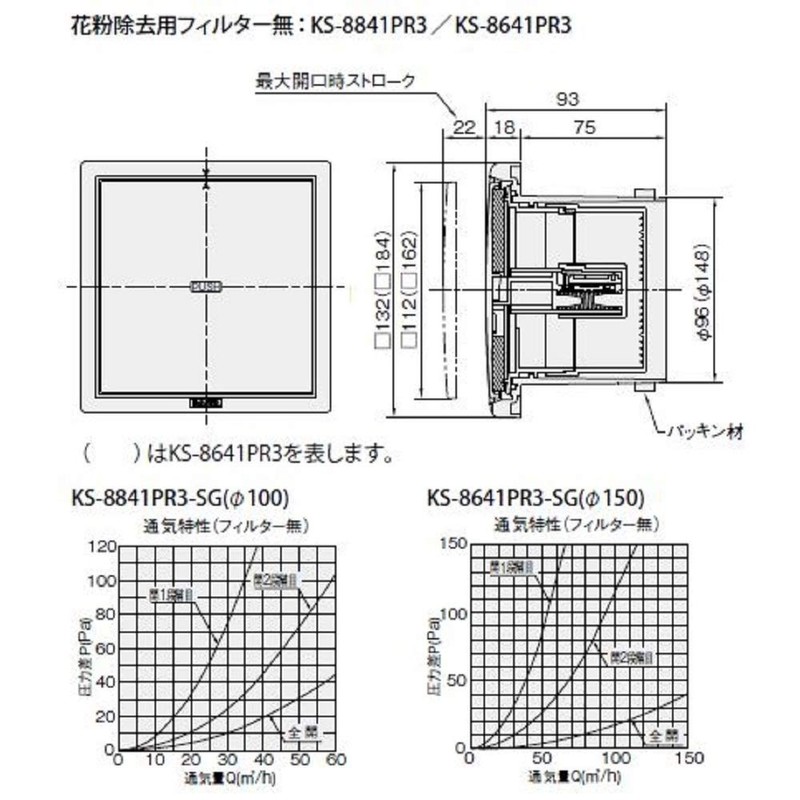 Nasta (NASTA) Indoor Air Vent, Insulated Sealed Type, Inner Diameter