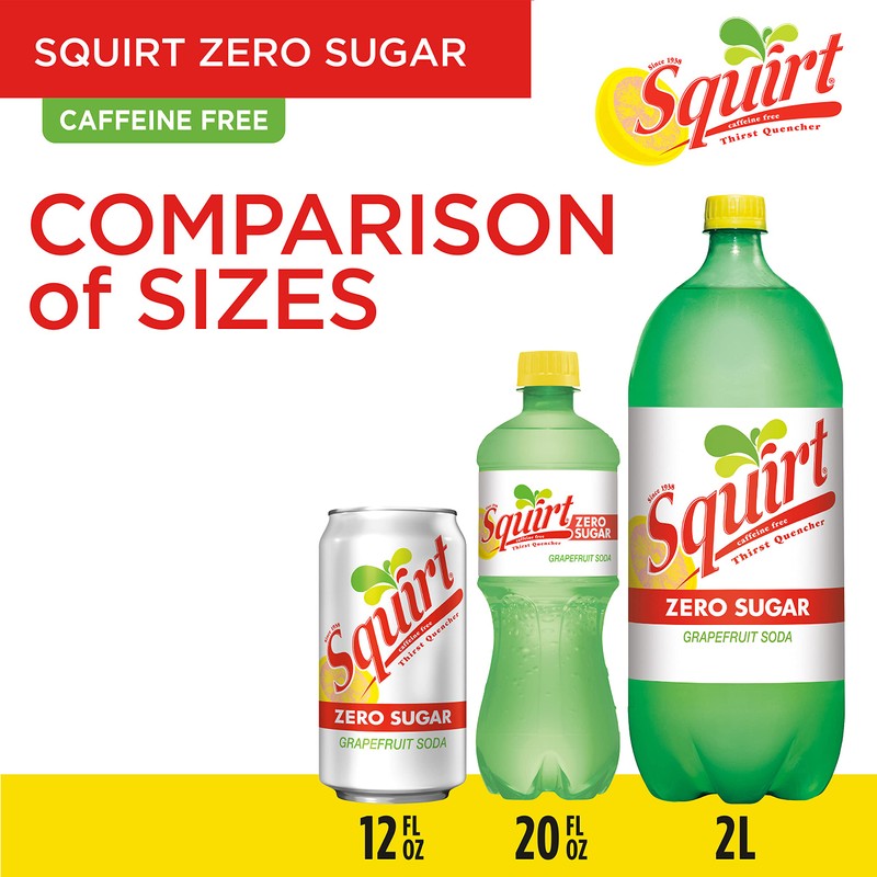 Squirt Zero Sugar Grapefruit Soda, 12 fl oz cans, 12
