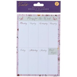 Design By Violet Wild Meadow Weekly Planner List Organiser Notepad 52 Pages Magnet Backed Contemporary Design Gift Present 21cm x 15cm