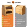 Gennua Kitchen Bamboo Bread Box for Kitchen Countertop, Large Dual-Layer