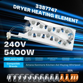 MEDX700XL0 MEDX700XW0 MED7230HW1 MED7230HC1 MEDB765FC0 MEDB765FW0 MEDB835DC4 MEDB835DW4 MEDB855DC4 MED5500FW1 MED5630HW1 MED6230HW1 MED6230HW2 Dryer Heating Element Kit Fit For May-tag by TOMOON