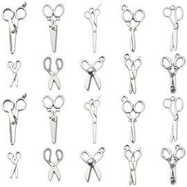 DanLingJewelry 100Pcs 10 Styles Antique Silver Sewing Hairdresser Scissors Charms Tool Charms for Jewelry Necklace Bracelet Making