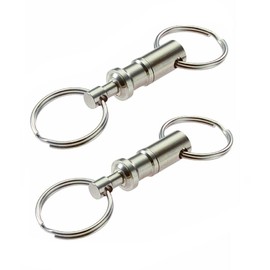 Lasenersm 2 Pcs Heavy Duty Dual Key Ring Pull Apart Snap Lock Holder Detachable Key Rings Keychains