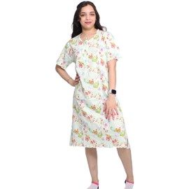 Leedya Nachthemd für Krankenhaus, Morgenmantel für Damen, Sommer, nach der Geburt und Schwangerschaft, Öffnung mit 7 Knöpfen zum Stillen, 100 % Baumwolle, hergestellt in Italien, 845_smaragd, M