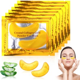 40 pares de Mascarilla de Ojos con Colágeno en Polvo de Oro de 24K, Parches antienvejecimiento para ojos que contienen ácido hialurónico, Mascarillas de oro para ojos hinchados, arrugas y ojerasv