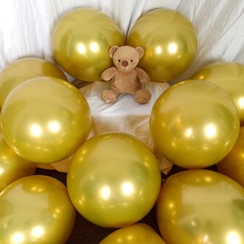 Chrome Metallic Gold Balloons 12 Inch 50 Pack Thick KIRIKOU Latex Balloons for Birthday Wedding Baby Shower Graduation ChristmasParty Decoration Helium Balloons