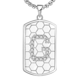 YL Initial Necklace for Men G Alphabet Pendant Sterling Silver Capital Letter Jewelry Stainless Steel Rolo Chain 24 Inches