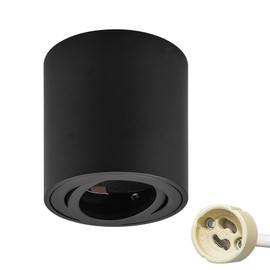 KYOTECH LED Surface-Mounted Spotlight Swivelling Diameter 80 x 84 mm LED Surface-Mounted Ceiling Light Flat 230 V LED Surface-Mounted Spot Light Round Black Surface-Mounted with GU10 Socket Ceiling